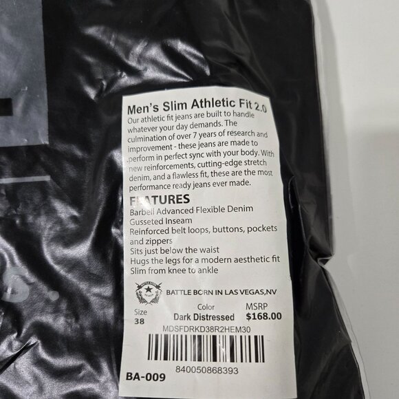 Barbell Slim Athletic Fit Jeans in Dark Distressed - Size 38x30 - Picture 3 of 6